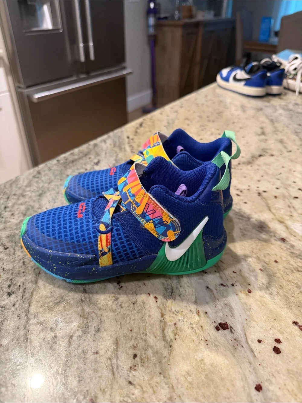 Nike Kids Blue Multicolor Strap Sneakers